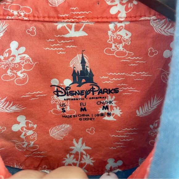 Disney World Parks Blue Original Mickey Mouse Embroidered Mens Button Down Shirt - Picture 4 of 7